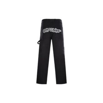 Pantalones informales de corte recto con bolsillos cargo para hombre Off-White, temporada primavera-verano 2022, color liso, negros
