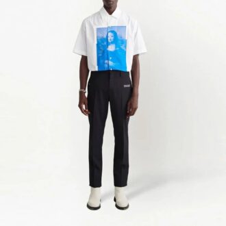 Pantalones informales de corte recto con estampado de letras en color liso Off-White para hombre, colección Otoño-Invierno 2022, versión estándar, color negro