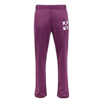 Pantalones informales de corte recto con estampado de logotipo en color liso para hombre de Off-White, temporada primavera-verano 2022, corte holgado, color morado