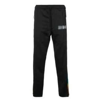 Pantalones informales de hombre Off-White con cordón en la cintura y rayas laterales, corte holgado, color negro