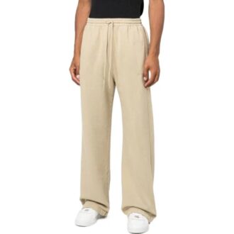 Pantalones informales de hombre Off-White FW22 con estampado de rayas y cordón, de corte recto, color beige
