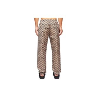 Pantalones informales Off-White para hombre con estampado completo del logotipo y cintura elástica, color beige otoñal
