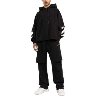 Pantalones informales Off-White para hombre FW22 con estampado de flechas, color negro