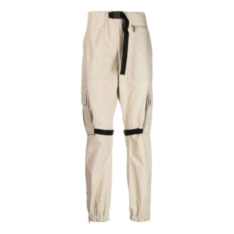 Pantalones informales Off-White para hombre FW22 de color liso con bolsillos grandes y cordones, versión beige