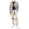 Pantalones informales Off-White para hombre FW22 de color liso con bolsillos grandes y cordones, versión beige