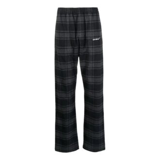 Pantalones informales rectos a cuadros Off-White para hombre, temporada primavera-verano 2022, color negro