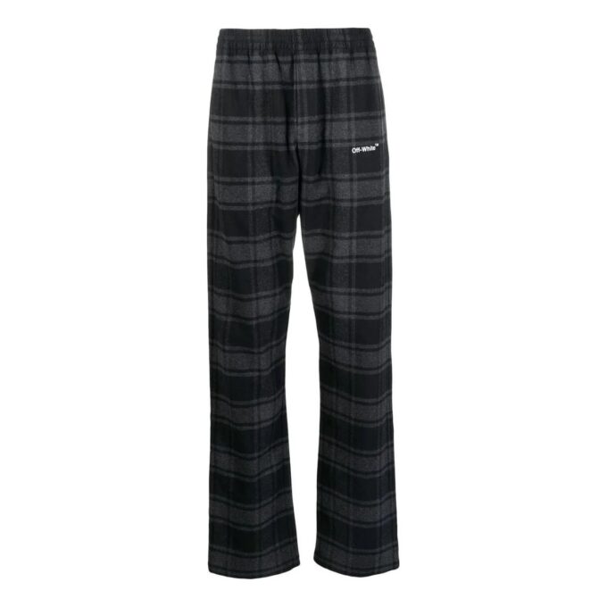 Pantalones informales rectos a cuadros Off-White para hombre, temporada primavera-verano 2022, color negro