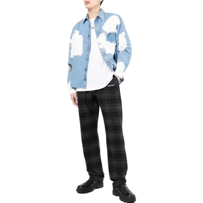 Pantalones informales rectos a cuadros Off-White para hombre, temporada primavera-verano 2022, color negro