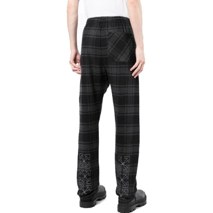 Pantalones informales rectos a cuadros Off-White para hombre, temporada primavera-verano 2022, color negro