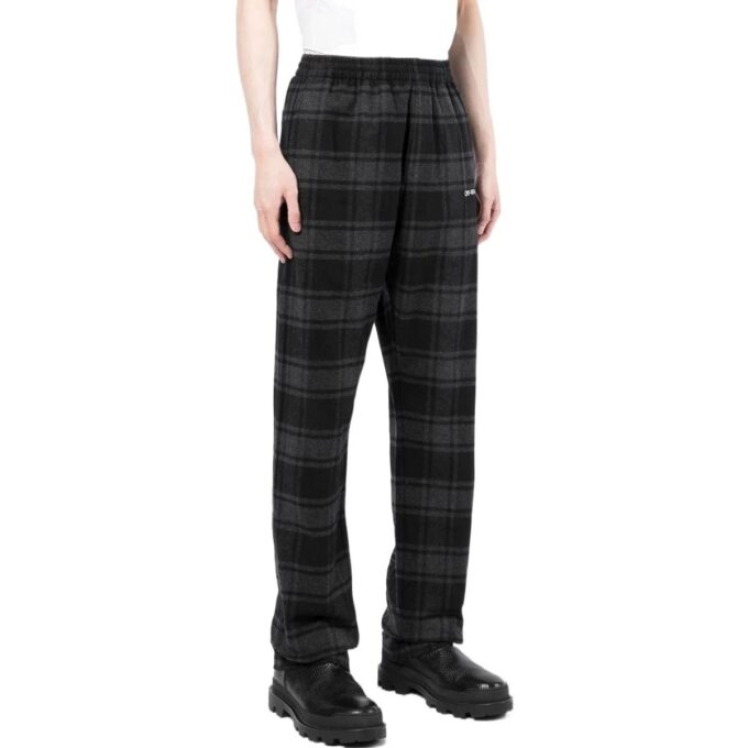 Pantalones informales rectos a cuadros Off-White para hombre, temporada primavera-verano 2022, color negro