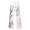 Pantalones informales rectos de cintura alta con estampado de grafitis Off-White para hombre, colección FW22, versión en blanco