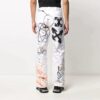 Pantalones informales rectos de cintura alta con estampado de grafitis Off-White para hombre, colección FW22, versión en blanco