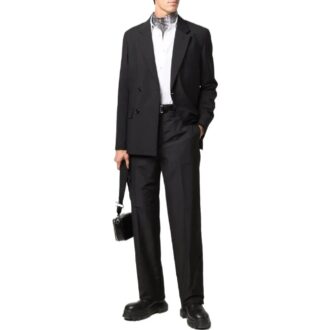 Pantalones informales rectos de color liso Off-White para hombre, temporada primavera-verano 2022, color negro