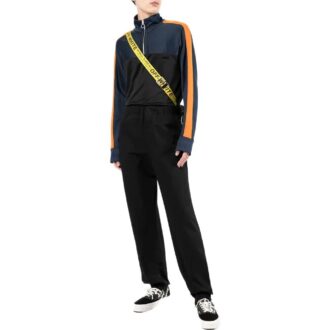 Pantalones informales rectos de hombre Off-White para la temporada de primavera-verano 2022, de color liso y cintura elástica, versión en negro