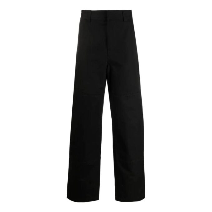 Pantalones informales rectos de Off-White para hombre, colección Otoño-Invierno 2022, con estampado de rayas en color liso, corte holgado, color negro