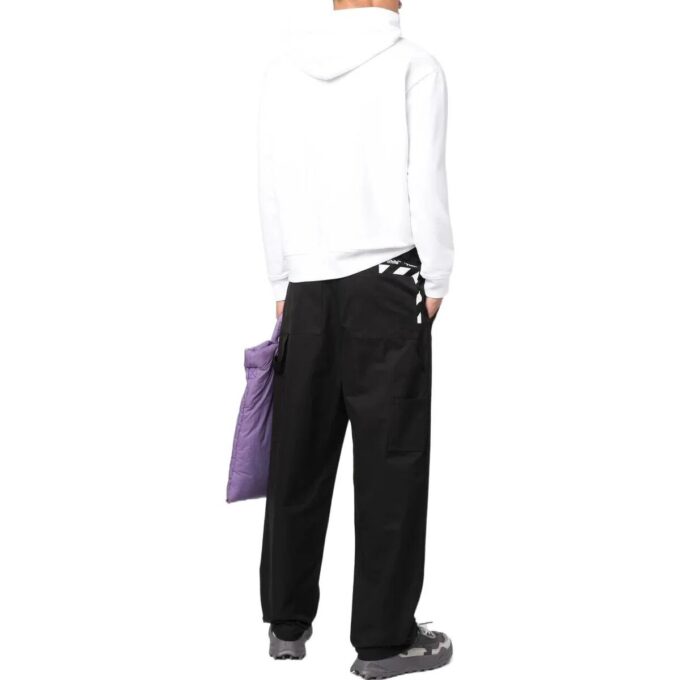 Pantalones informales rectos de Off-White para hombre, colección Otoño-Invierno 2022, con estampado de rayas en color liso, corte holgado, color negro