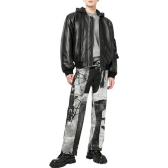 Pantalones informales rectos de talle alto con estampado de tinta Off-White para hombre, temporada primavera-verano 2022, corte holgado