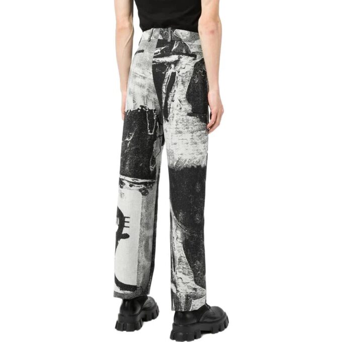 Pantalones informales rectos de talle alto con estampado de tinta Off-White para hombre, temporada primavera-verano 2022, corte holgado