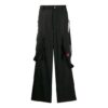 Pantalones largos cargo bordados, corte holgado, negros