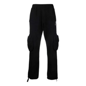 Pantalones largos cargo Off-White para hombre FW21 con logotipo alfabético, corte holgado, negros