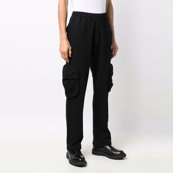 Pantalones largos cargo Off-White para hombre FW21 con logotipo alfabético, corte holgado, negros
