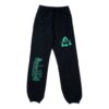 Pantalones largos con estampado de flecha bordada, corte holgado, negros