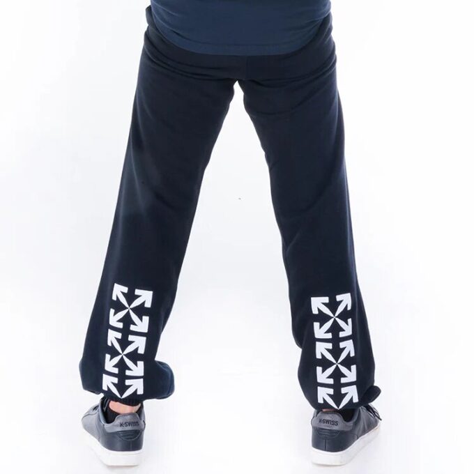 Pantalones largos con estampado de flecha bordada, corte holgado, negros