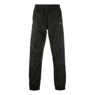 Pantalones largos de entrenamiento de nailon a rayas, negros