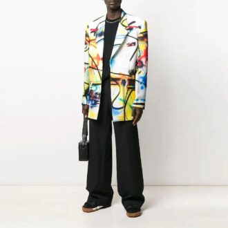 Pantalones largos de traje informal de color liso para hombre Off-White, corte holgado, negros