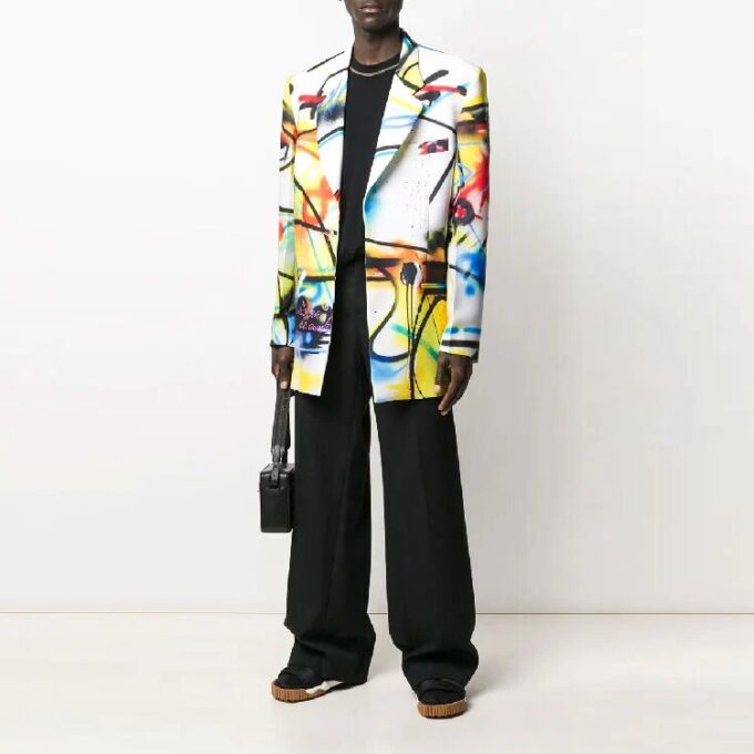 Pantalones largos de traje informal de color liso para hombre Off-White, corte holgado, negros