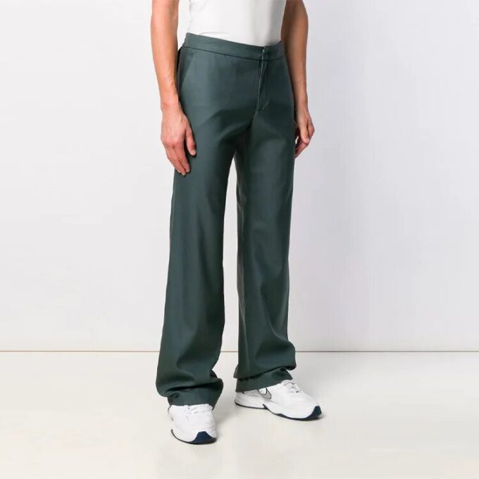 Pantalones largos de traje para hombre Off-White, corte holgado, verde oscuro