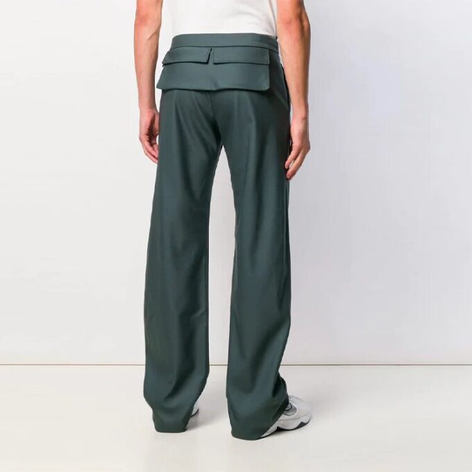 Pantalones largos de traje para hombre Off-White, corte holgado, verde oscuro