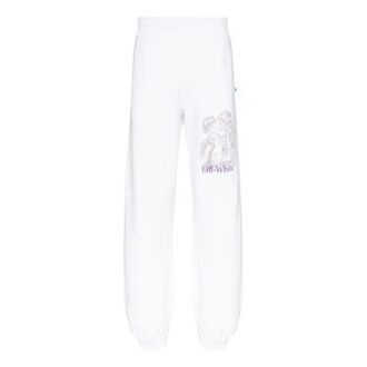 Pantalones largos deportivos con estampado de logotipo, blancos