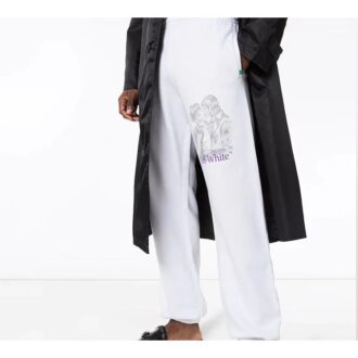Pantalones largos deportivos con estampado de logotipo, blancos