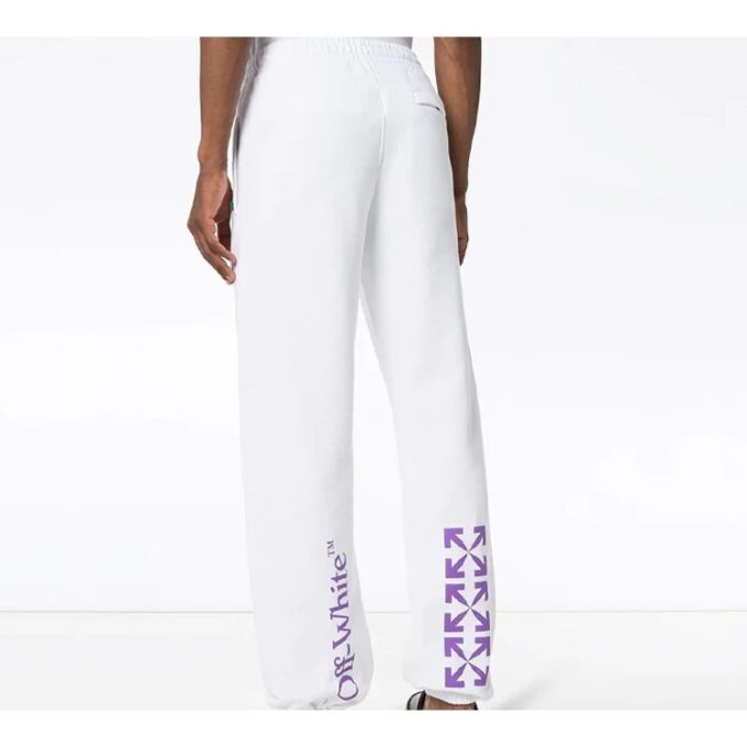 Pantalones largos deportivos con estampado de logotipo, blancos