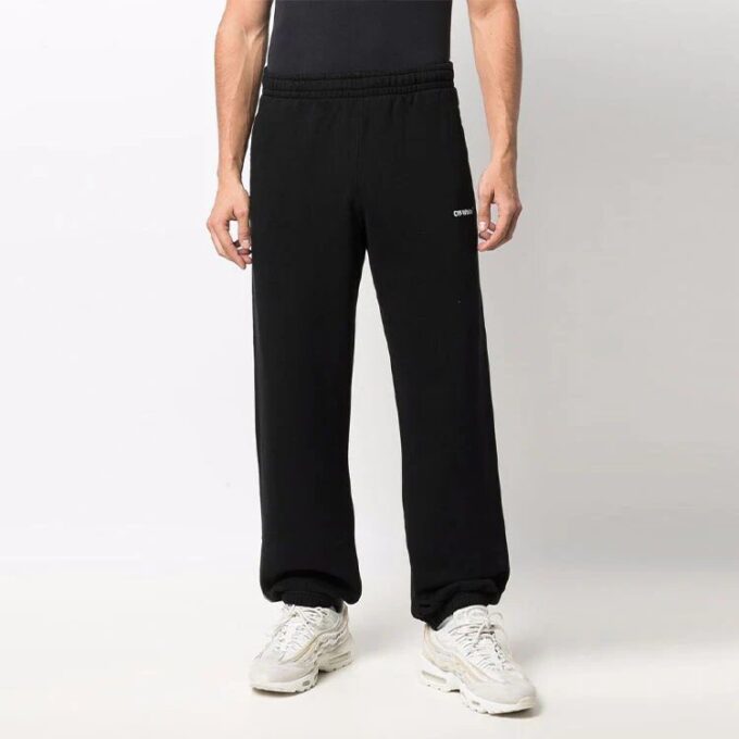 Pantalones largos holgados de estilo casual con estampado Off-White para hombre, temporada primavera-verano 2022, color negro