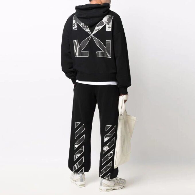 Pantalones largos holgados de estilo casual con estampado Off-White para hombre, temporada primavera-verano 2022, color negro