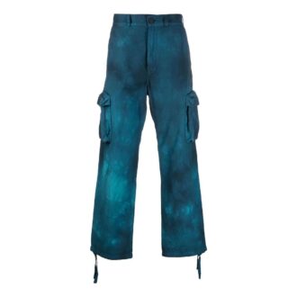 Pantalones largos informales cargo Tie Dye para hombre Off-White Temporada Primavera-Verano 2022, color azul