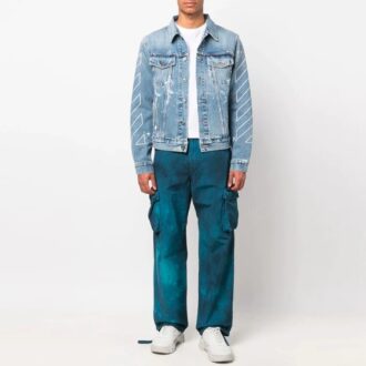 Pantalones largos informales cargo Tie Dye para hombre Off-White Temporada Primavera-Verano 2022, color azul