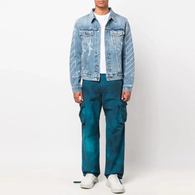 Pantalones largos informales cargo Tie Dye para hombre Off-White Temporada Primavera-Verano 2022, color azul