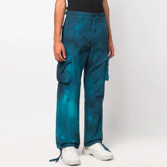 Pantalones largos informales cargo Tie Dye para hombre Off-White Temporada Primavera-Verano 2022, color azul