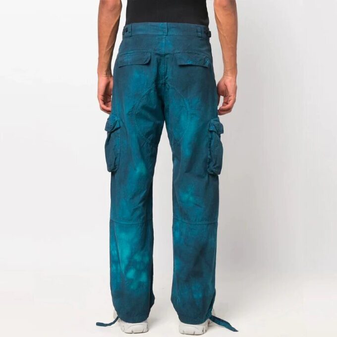 Pantalones largos informales cargo Tie Dye para hombre Off-White Temporada Primavera-Verano 2022, color azul