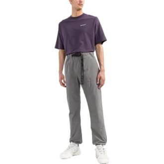 Pantalones largos informales con cinturón Off-White para hombre, colección Otoño-Invierno 2022, color liso, gris