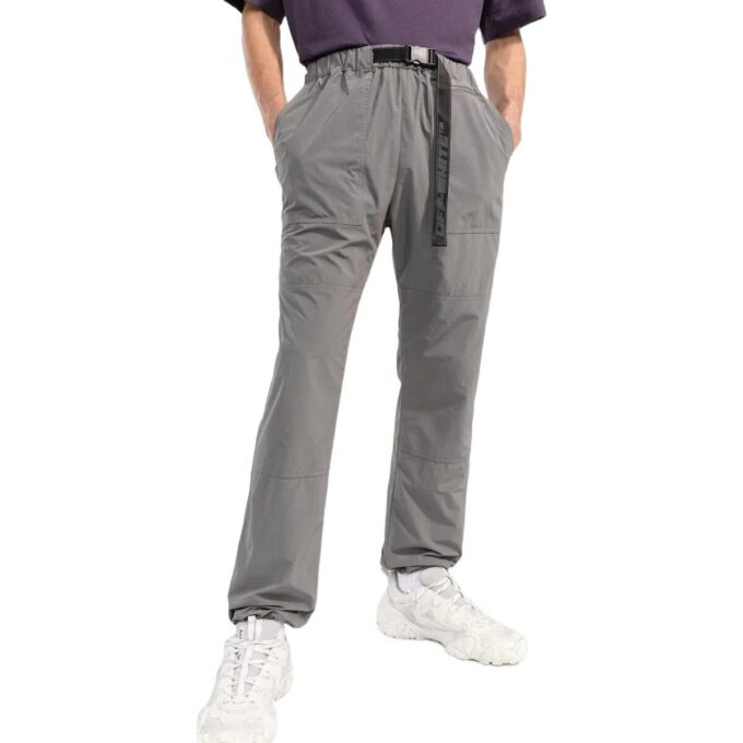 Pantalones largos informales con cinturón Off-White para hombre, colección Otoño-Invierno 2022, color liso, gris