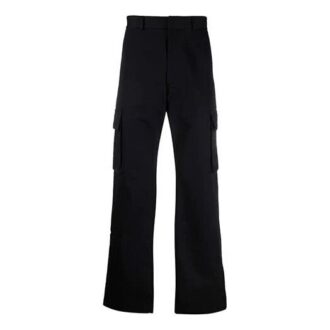 Pantalones largos informales de cargo de color liso para hombre Off-White FW21, corte holgado, negros