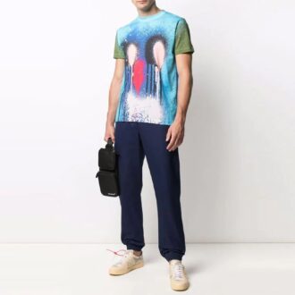 Pantalones largos informales de color liso con logotipo Off-White para hombre, corte holgado, azul