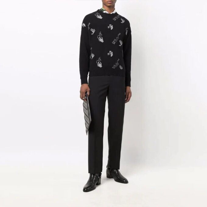 Pantalones largos informales de color liso para hombre Off-White FW21, color negro