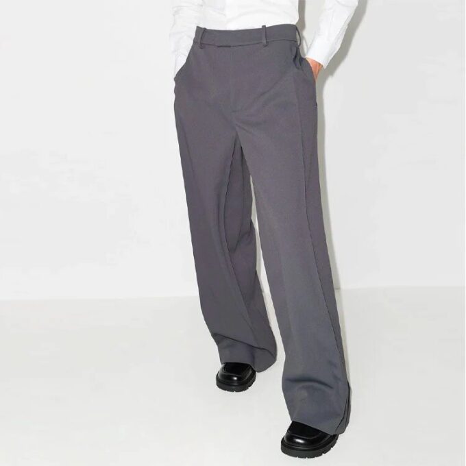 Pantalones largos informales de corte recto para hombre Off-White FW21, de color liso, corte holgado, gris