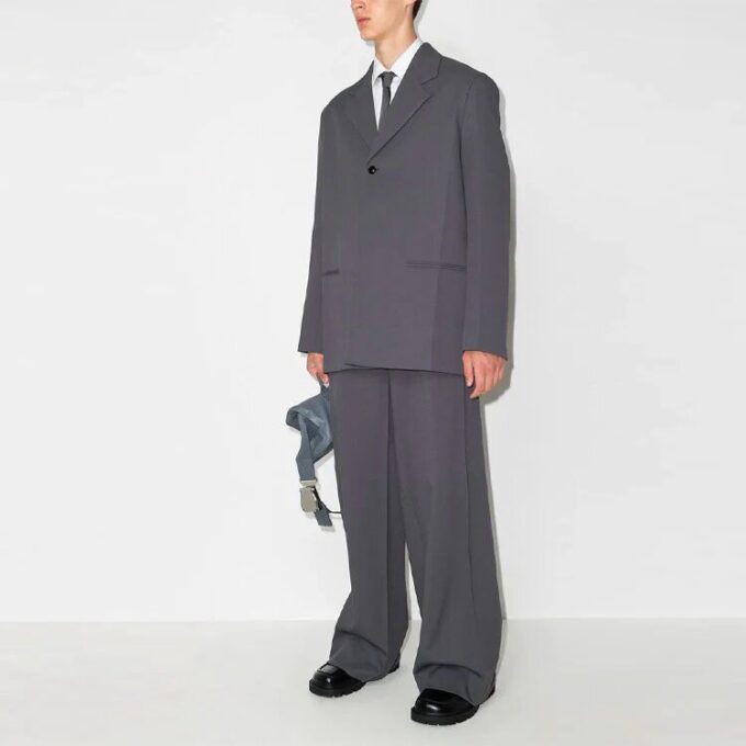 Pantalones largos informales de corte recto para hombre Off-White FW21, de color liso, corte holgado, gris