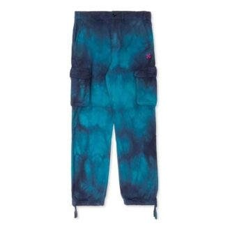 Pantalones largos informales de hombre Off-White con bolsillos cargo y estampado tie-dye, color azul